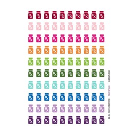 Monthly Rainbow Pill Bottle Prescription Planner Stickers - 72 Labels Compatible with Erin Condren Life Planner