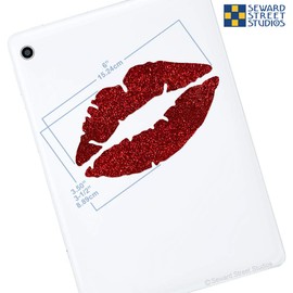 Glitter Lips Decal, Holographic Glitter Kiss, Smack Tablet Sticker, xoxo Laptop Decal, Lipstick Car Window Transfer / 3.50"h x 6"w - #1239G