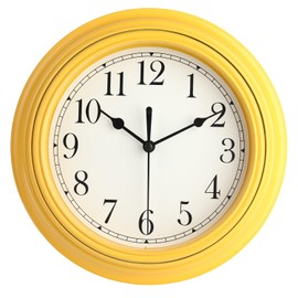 Topkey Silent Wall Clock Kitchen 9 Inch Retro Non-Ticking Decorative Bedroom Office Wall Clock -Yellow