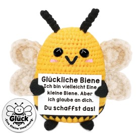 Johiux Pocket Hug Bee, Lucky Charm, Courage Gift for Women, Colleagues, Lucky Charm Exam, School Gift, Positive Potato German and Small Hug Lucky Charm (Silver