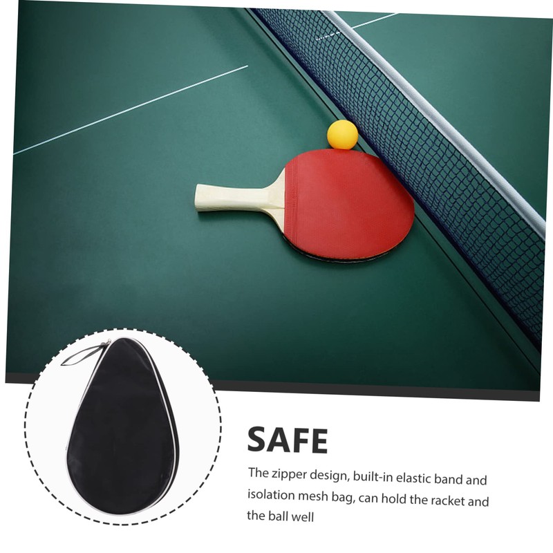 Black Half Round Pong Paddle Storage Bag 180-Degree Opening Compact