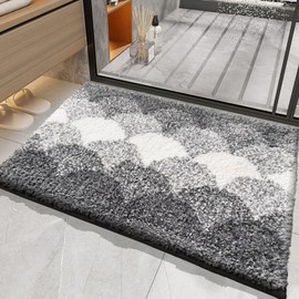 HAPACE Bathroom Rugs, Thick Absorbent Bath Mat Rug Non Slip, Soft Shaggy Bath Room Floor Mats for Bathroom, Machine Washable,(20"×30",Grey)