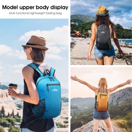 SFIUYDS Lightweight Foldable Backpack - 15L Small Travel Bag for Camping, Hiking & Daily Use(Black)