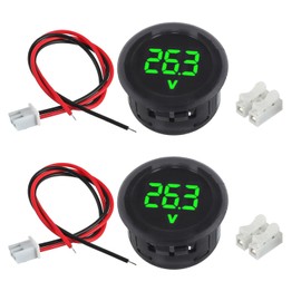 JAMHER 2 Pieces DC 4V-100V Voltmeter Gauge, Car Voltage Gauge LED Digital Display for Cars Vehicles Motorcycles Boats (Green)