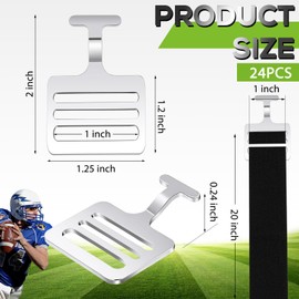 Fabbay 24 Sets Shoulder Pad T Hook with Elastic Strap,Include Silver Metallic Football T Hook for Youth Adult Football Shoulder Pad Straps (1 Inch)