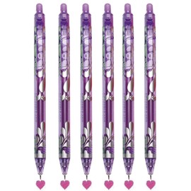 MOZXIRZ 6 Pcs Erasable Gel Pens Erasable Retractable Pens 0.5mm Purple Ink Smooth Writing Pen Office School Supplies Aesthetic Pen for Women Men Girls Boys (6Pcs Purple Ink)