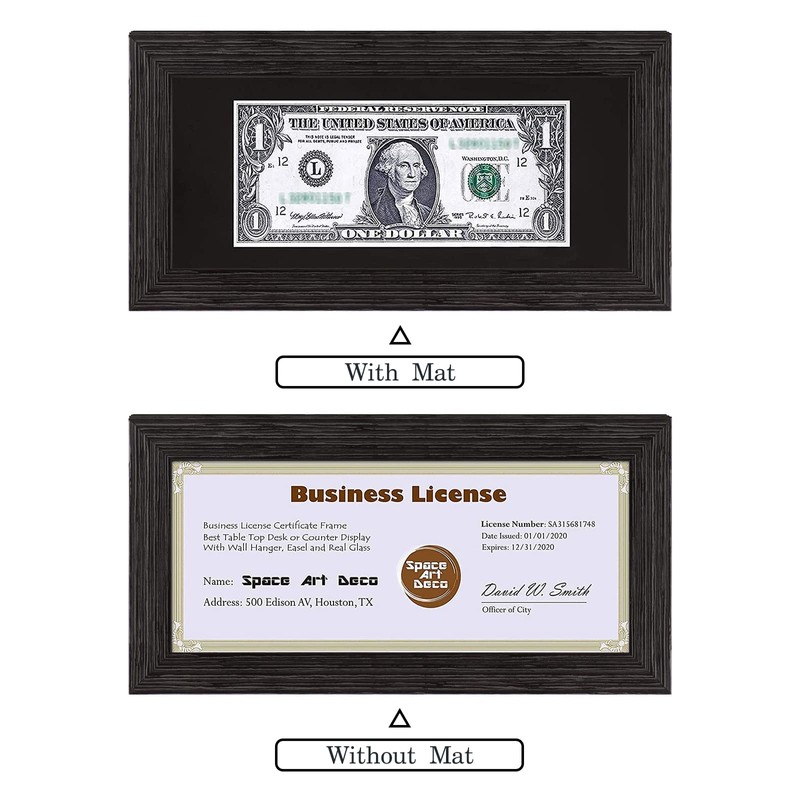 Space Art Deco, 4x9 Dark Brown Textured Dollar Bill/Currency Frame