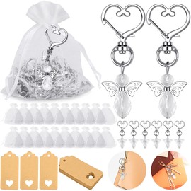 Pack of 30 Guardian Angel Pendants Creative Heart Guest Gift Christening Wedding Guest Gifts Guardian Angel Key Ring White Pendant Decoration for Party/Birthday/Communion/Thanksgiving/Christmas