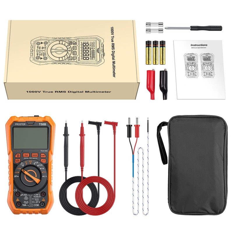 Proster Multimeter - TRMS 9999 Counts Digital Multimeter Auto Ranging