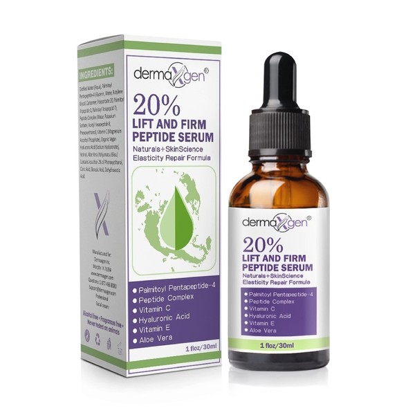 Dermaxgn Lift And Firm - 20% Peptide Serum, Matrixyl 3000 Serum - Pure Organic Powerful Triple Combination Serum/Anti-aging, Facial Aged Wrinkles Serum - 1 Fl Oz