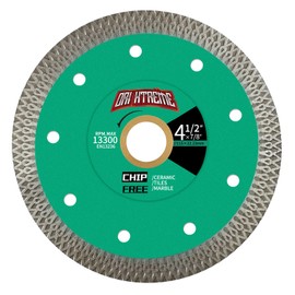 ORIXTREME 4-1/2Inch Super Thin Diamond Tile Blade for Cutting Porcelain, Tile, Ceramic, Marble, Granite and More, Dry/Wet Cutting, 7/8”-5/8” Arbor, X-Teeth Rim for Smooth Cutting, Green