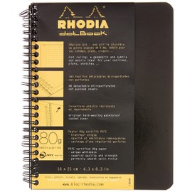 RHODIA 193439C - Spiral Notebook (Full Bound) Notebook Black - A5+ - Dot Dot - 160 Detachable Pages - White Clairefontaine Paper 80 g/m - Soft and Resistant Cover - Classic