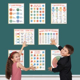 AUNMER Feelings Chart & Emotions Chart – Classroom Posters for Calm Corner, Mental Health & Behaviour Chart, Calming Corner Posters, Special Education Classroom Decor & Calm Down Supplies