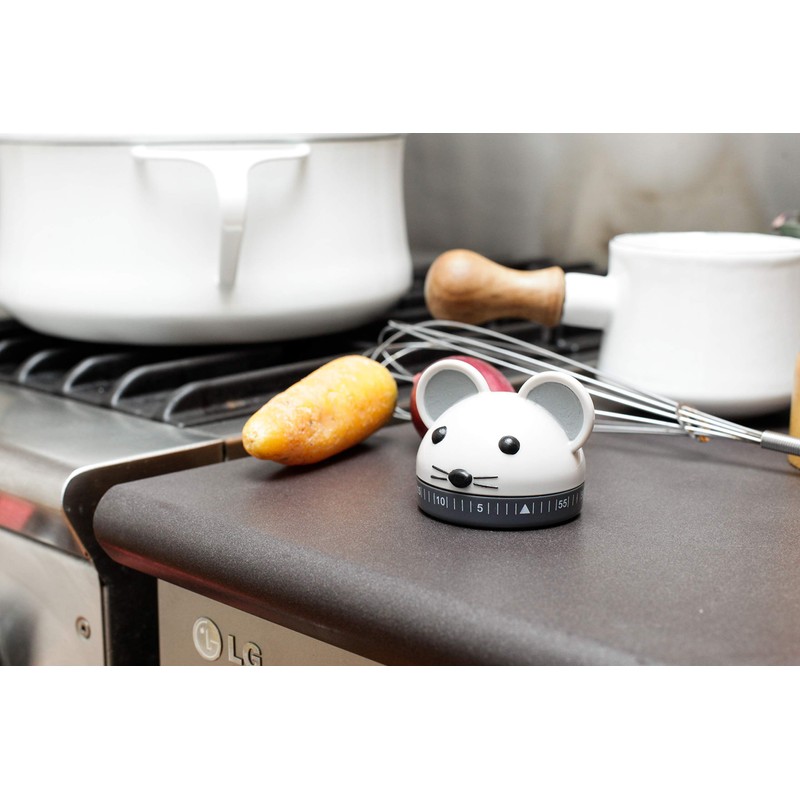 Kikkerland Mouse Kitchen Timer, Steel, Multi-Colour, 24-Piece