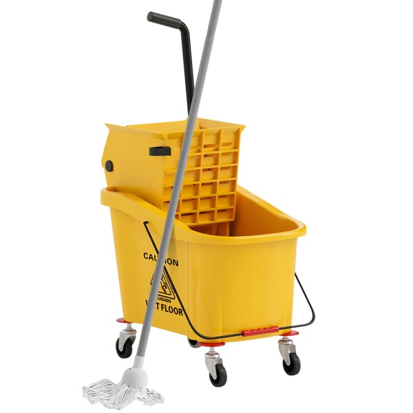HOMCOM Mop Bucket with Wringer on Wheels for Floor Cleaning