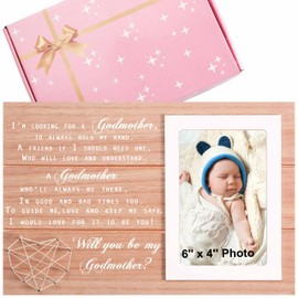 Godmother Proposal Gift-Godmom Keepsake from Godchild-Baptism Present-Birthday Mother's Day Christmas Gift-Baby Present Shower-Will You be my Godmother-Wooden Picture Frame Photo Frame