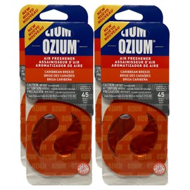 Ozium Paper Membrane Hanging Car Air Freshener - Automotive Air Fresheners and Odor Eliminator for Car (Caribbean Breeze, 4 Packs)