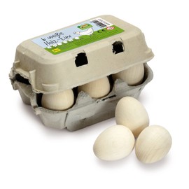 Erzi White Sixpack Pretend Play Wooden Grocery Shop Merchandize Eggs