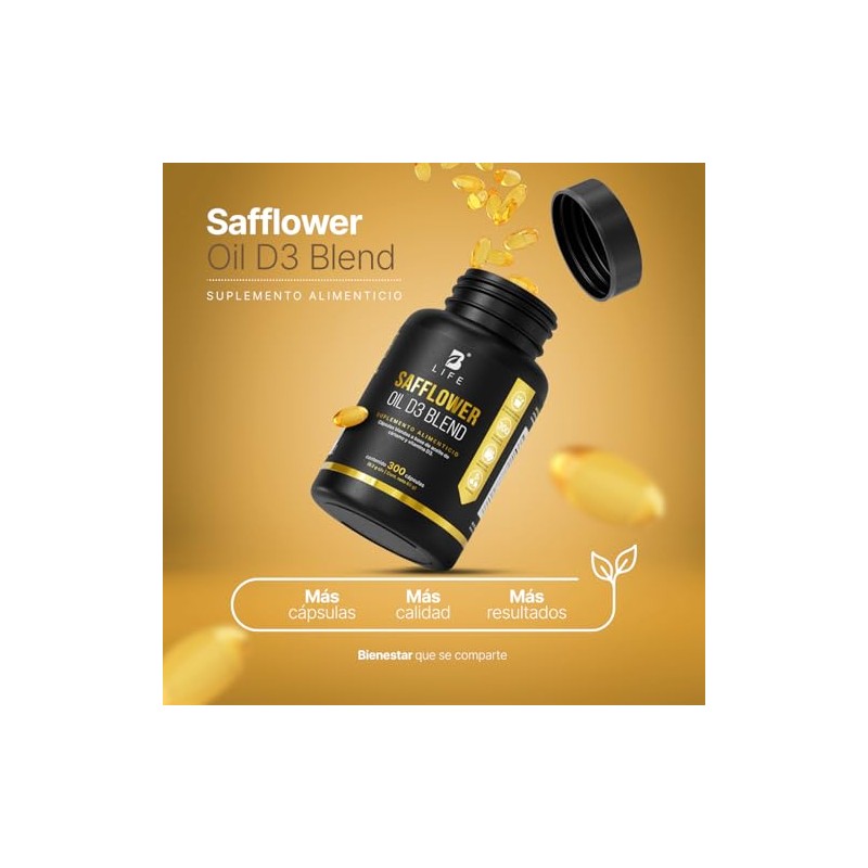 Safflower Oil D3 Blend de 300 softgels B Life D3+,