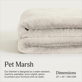 UnHide Lil’ Pet Marsh - Faux Fur Pet Blanket - Extra Soft, Lightweight, Durable Pet Blanket - Machine Washable - for Bed Cover, Couch Protection, and Crate Comfort - Snow White, 34” x 44”