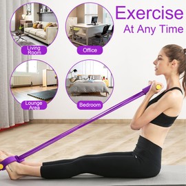 BSITSSS Abdominal Trainer for Home, Fitness Band, Sit-Up Training Equipment, Multifunctional Tension Rope, Fitness Pedal Training Rope, 4 Tubes Elastic Pull Rope, Fitness Equipment for Home, Sports