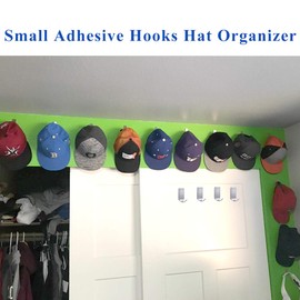 Small Adhesive Hooks Hat Hooks Baseball Caps Rack for Wall Mounted Hangers 304 Stainless Steel Waterproof Stick on Hooks Strong & Durable (Max Load up to 4Lbs)-20 Packs