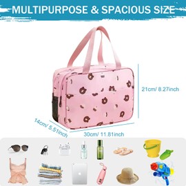 wordmouk Toiletry Bag Wet and Dry Separation Double-Layer Large Cosmetic Bag Travel Makeup Bag Water-Resistant Hanging Toiletry Wash Bags Toiletries Organizer Toilet Bags for Swimming Gym Trip