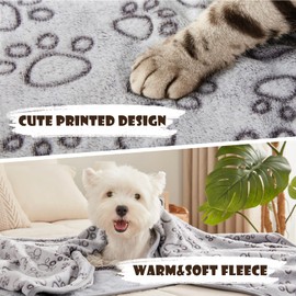 luciphia Dog Blanket Cat Blankets Washable Fluffy 1 Pack 3 Blankets Super Soft Fluffy Cuddly Blanket Fleece Pet Blankets for Dogs Cats Can Be Used for Sofas, Cars, Beds, Love Paw 40 x 60 cm