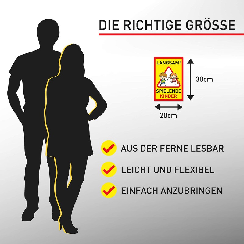 Achtung Kinder Sign (20 x 30 cm Plastic) - Warning