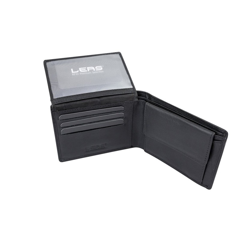 LEAS Men's Wallet Extra Thin with RFID Protection, Flap and