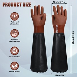 Nobgum 24" Long Rubber Chemical Gloves, Heavy Duty Long Waterproof Gloves with Cotton Lining, Full Arm Pond Glove for Dishwashing Cleaning Gardening Resist Strong Acid, Alkali, Oil, XLL