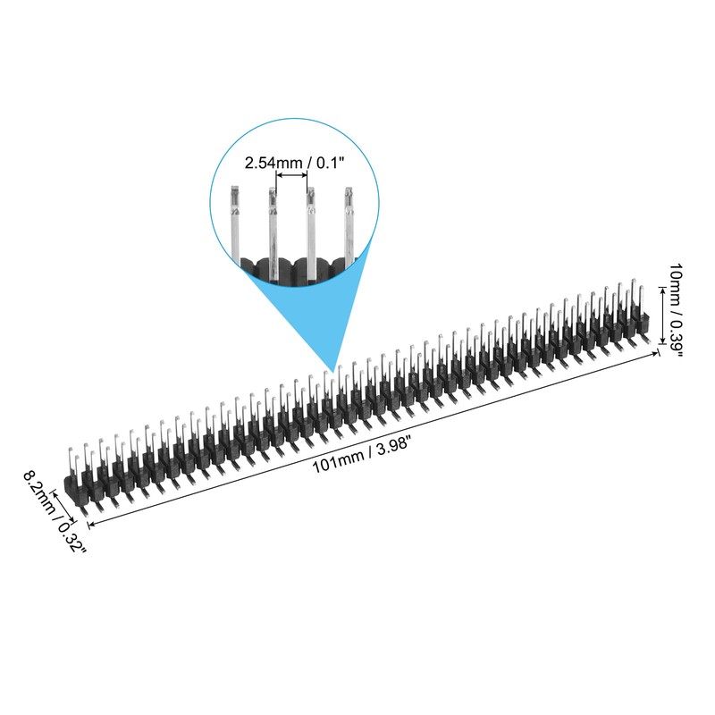 PATIKIL SMT Pin Header Double Row 40P 2.54mm Pitch Copper