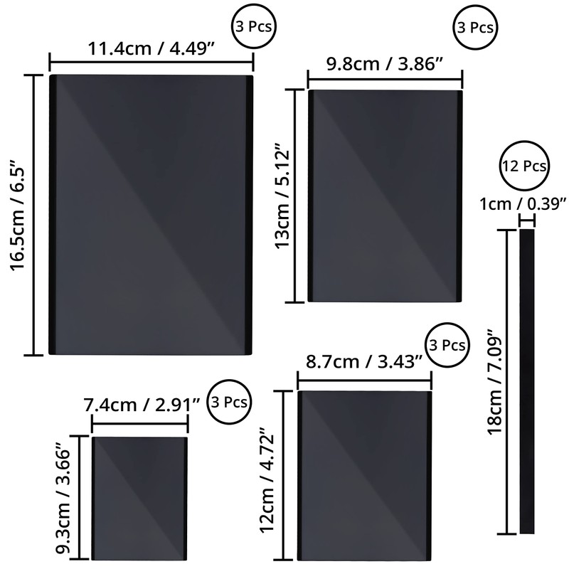 BELLE VOUS Black Magnetic Picture Frame Fridge Magnets (Pack of