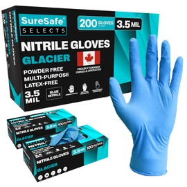 [200 Pack] SURESAFE Blue Medium Nitrile Gloves, 3.5 Mil, Powder & Latex Free, Textured Fingertips, Tear Resistant, for Cooking, Food Prep, Work, Tattoo, Food Gloves