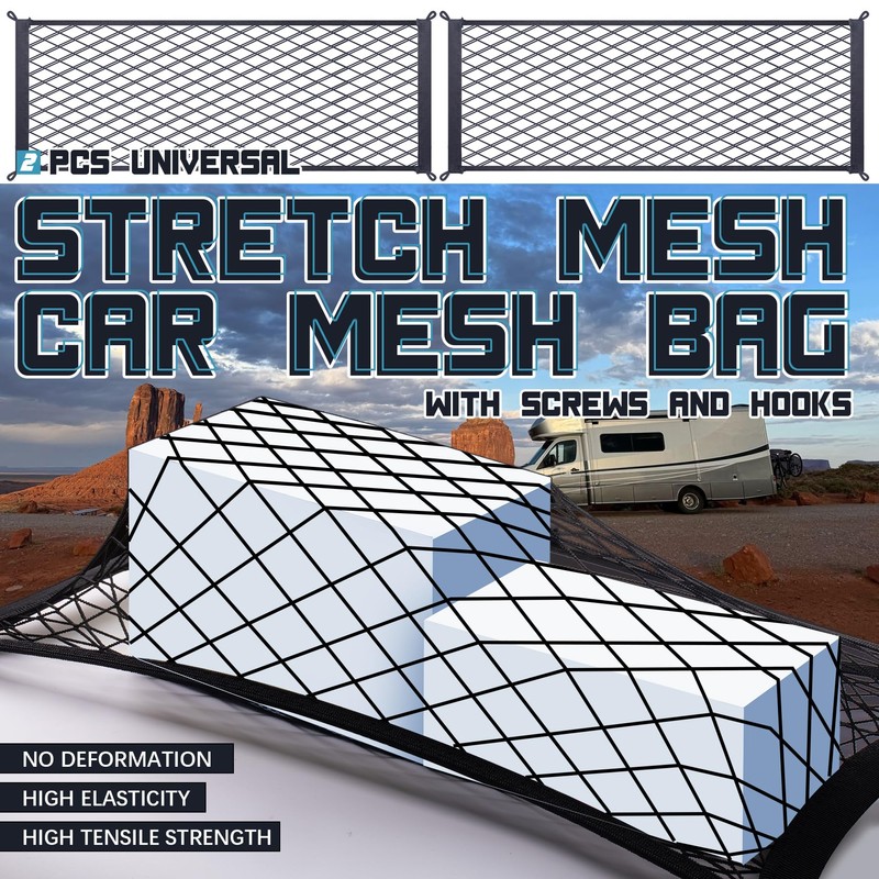 MWMNUN 2 Pcs Universal Stretch Mesh Car Mesh Bag with