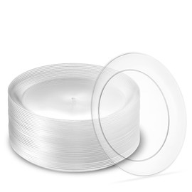 PLASTICPRO [7'' 40 Pack] 7'' inch Premium Heavy Weight Crystal Clear Classy Disposable hard Plastic Salad plates