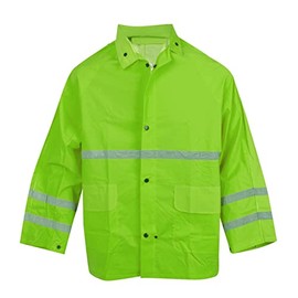 Cordova HV353GL Riptide .35 MM PVC/Polyester, Hi-Vis Lime, 3-Piece Rain Suit, Silver Reflective Stripes, Bib Pants With Suspenders, Detachable Hood, Large, 3-Pack