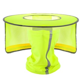 Hard Hat Sun Shade and Neck Gaiter Face Scarf Full Brim Hard Hat Mesh Sun Visor Neck Shade Cover w/Reflective Stripe (US, Alpha, Large, Yellow)
