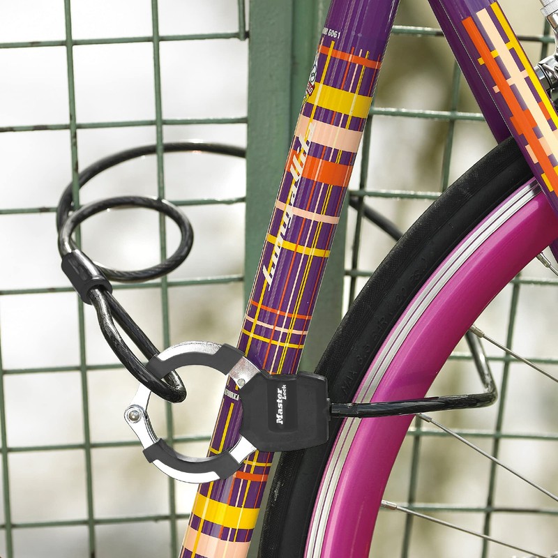 Master Lock 8275JADPROBLK Wire Lock, Bicycle Lock, Keyed, Handcuff Type,