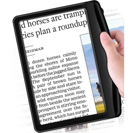 Rechargeable 5X Magnifying Glass for Reading, Large Bright Full Page Magnifier with Light, Handheld LED Dimmable Lighted, Lightweight Book Magnifier for Reading Small Prints Seniors Low Vision