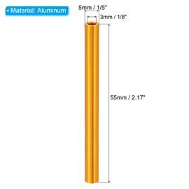 PATIKIL M3 Aluminium Spacer, Pack of 2 Metal Spacers, Aluminium 3 mm ID x 5 mm OD x 55 mm L, Thread Spacer, Screw Spacer, Round for RC Car Drones, Motherboard, Golden