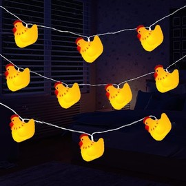 Cute Yellow Little Chicken String Lights,Hen Night Light 9.8FT 20LEDs Battery Powered Fairy Lights for Easter Christmas Bedroom Birthday Decoration (Timer)