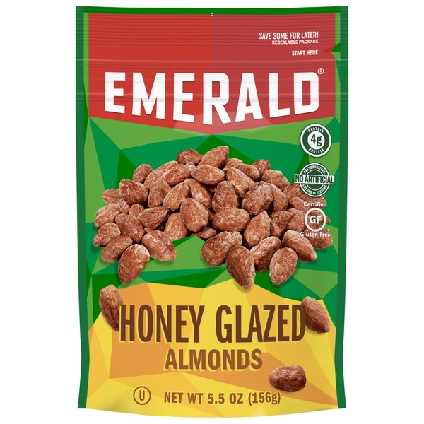 Emerald Nuts Honey Glazed Almonds, 5.5 Oz Resealable Bag