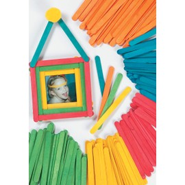 Baker Ross E415 Coloured Wood Craft Sticks Value Pack— Ideal for Kids' Arts and Crafts, Gifts, Keepsakes and More (Pack of 200), 11cm