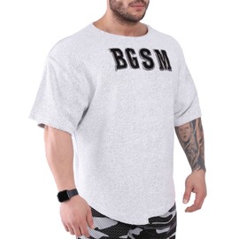 Men's Gym T-Shirt Active Wear Bodybuilding Lifting Oversize Rag Top | Towel Texture, Cotton Training Top (L, Off-White)