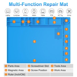 STREBITO Soldering Mat - Large, Heat Resistant Up to 932F, Magnetic, Silicone Work Mat for Soldering Iron, Electronic & PC Building - Size 21.7" x 15.8