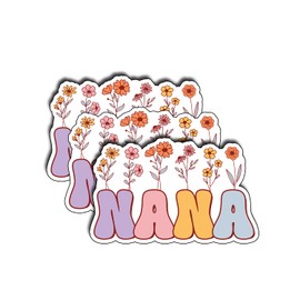 (3Pcs) Nana Floral Sticker Funny Family Mother Day, Pretty Mom Mama Decal, Celebrate Your Mom Gigi Love, Gifts for Grandma Decoration Book Laptop Phone Waterproof Vinyl Water Bottle Gifts 3x2 Inch