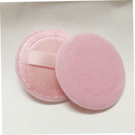 Baluue 2sets Foundation Powder Puff Loose Fluffy Round Cotton Sponge with Rayon Ribbon for Salon Home Travel 8pcs*2