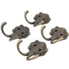LXZ 4 PCs Antique Brass Wall Mounted Double Prong Hooks