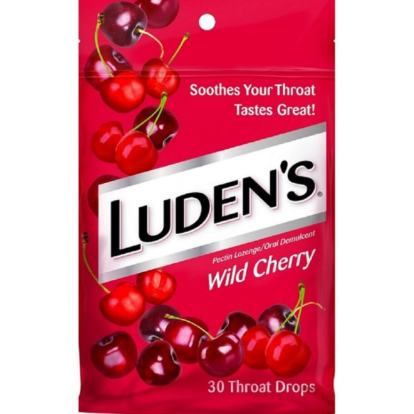 Luden's Wild Cherry Throat Drops | Deliciously Soothing | 30 Drops | 6 Bags, 30 Count (Pack of 6)